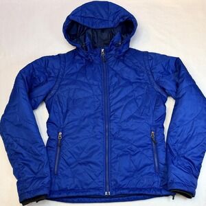 REI Puffer Coat Blue Womens XS Convertible Hood & Sleeves Hiking Skiing Gorpcore
